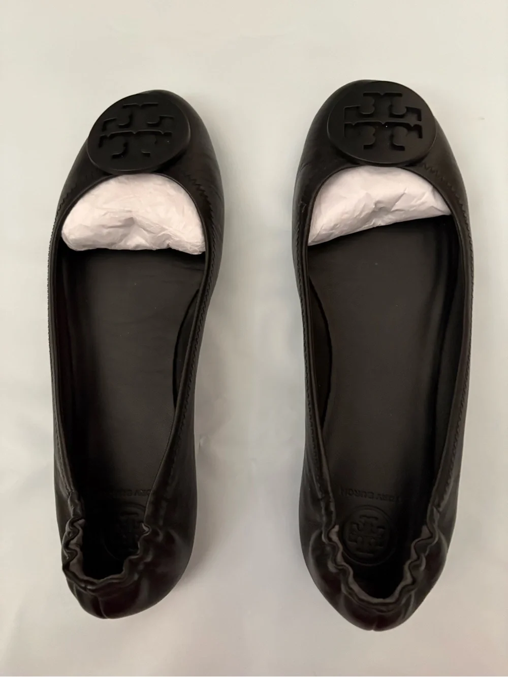 Tory Burch Minnie Travel Ballet Flat in Black Leather Authentic